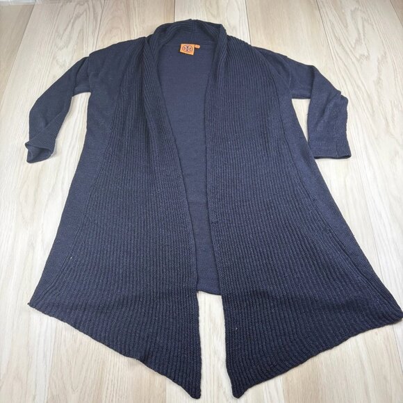 Tory Burch Women’s Navy Blue Open Shwal Neck Ribbed Cardigan Sweater Size Small - Picture 1 of 9